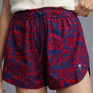 Sundry by Anthropologie Aloha 100% Cotton Floral Pull On Shorts Navy Red Size M